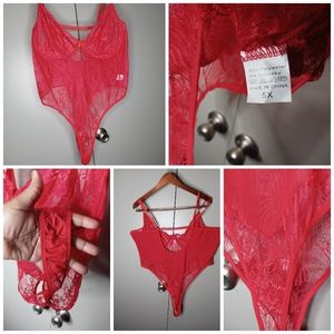 🌵Plus Red Lingerie  Thing Bodysuit 5x